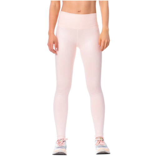 FLEXMEE 946164 | High-Rise Shimmer Pink Sports Leggings for Women