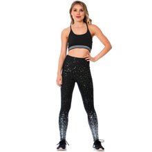 Load image into Gallery viewer, FLEXMEE 946166 | High-Waisted Shimmer Print Black Gym Leggings
