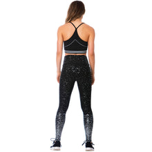 Load image into Gallery viewer, FLEXMEE 946166 | High-Waisted Shimmer Print Black Gym Leggings
