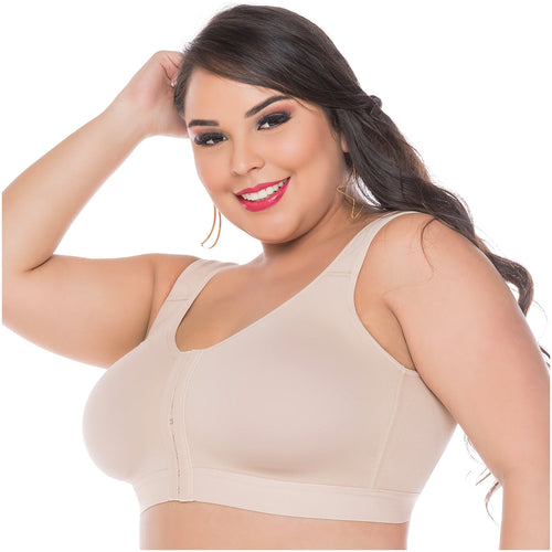 Fajas Salome 0312 | Front Closure Breast Augmentation Post Surgery Bra for Women | Powernet - Pal Negocio